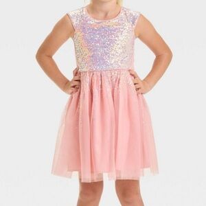 Cat & Jack Pink Sequin Kids Formal Dress Girls 8 M